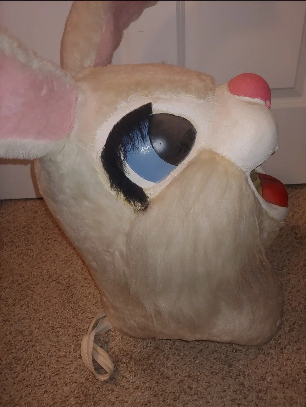 Vintage Bunny Rabbit Furry Head Costume Halloween Easter Full Mask